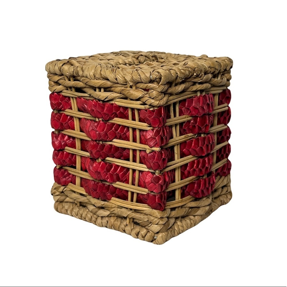 Rustic Woven Rattan Wicker Tissue Box Cover - Picture 3 of 5